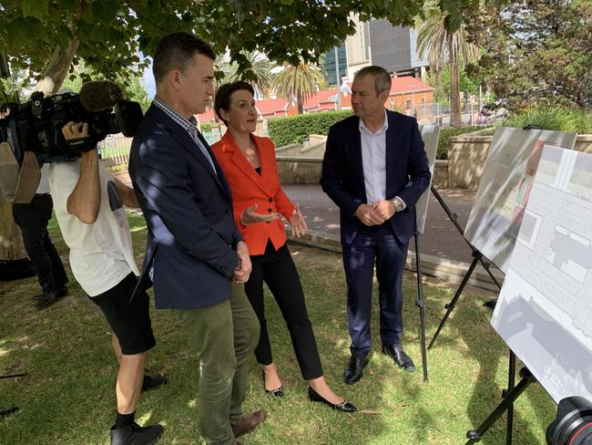 09-02-2025 - WA premier Roger Cook, health minister Amber-Jade Sanderson and member for Perth John Carey inspected plans for an overhaul of Royal Perth Hospital. Picture: Paul Garvey