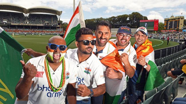 Bharat Army members Deva, Ajay, Daman, Harsh and Raj. Picture: Tom Huntley