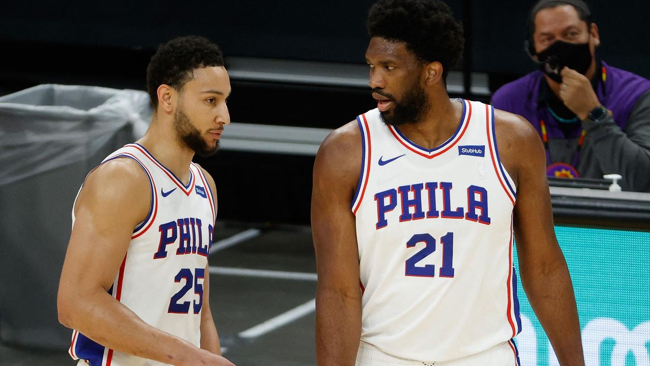 Joel Embiid wasn’t happy either. Photo by Christian Petersen / GETTY IMAGES NORTH AMERICA / AFP.