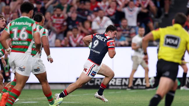 The Roosters were in all sorts before Smith sparked them into life with a try. Picture; Mark Kolbe/Getty Images
