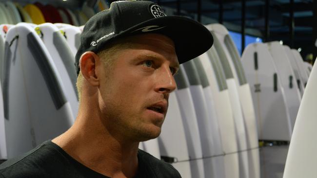 Mick Fanning during a media event ahead of the World Surf League opening round on the Gold Coast yesterday. Photo: AAP Image/Ed Jackson