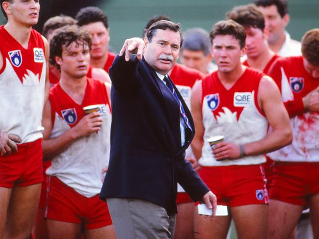 30 years ago the sport’s biggest name, Ron Barassi, was seen as the last chance for the AFL to survive in Sydney. Picture: Getty Images