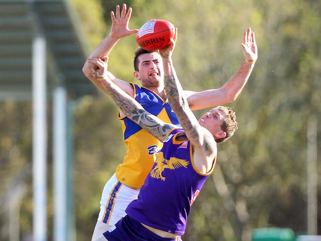 Robbie Ross wins a hit out during the 2013 finals series. Picture: Sarah Matray