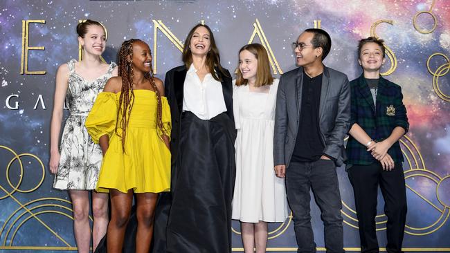 The Jolie-Pitt kids also accompanied their mum to the UK premiere. Picture: Gareth Cattermole/Getty Images for Disney