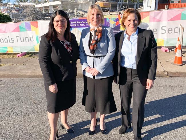 Education Minister Grace Grace and Deputy Premier Jackie Trade with Inner City South State Secondary College foundation principal Kirsten Ferdinands.