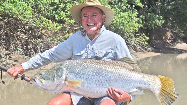 Col Beard fished with Stuart Brisbane of Daly River Barra Resort Tours to catch this fantastic 114cm barra down the Daly River on Monday