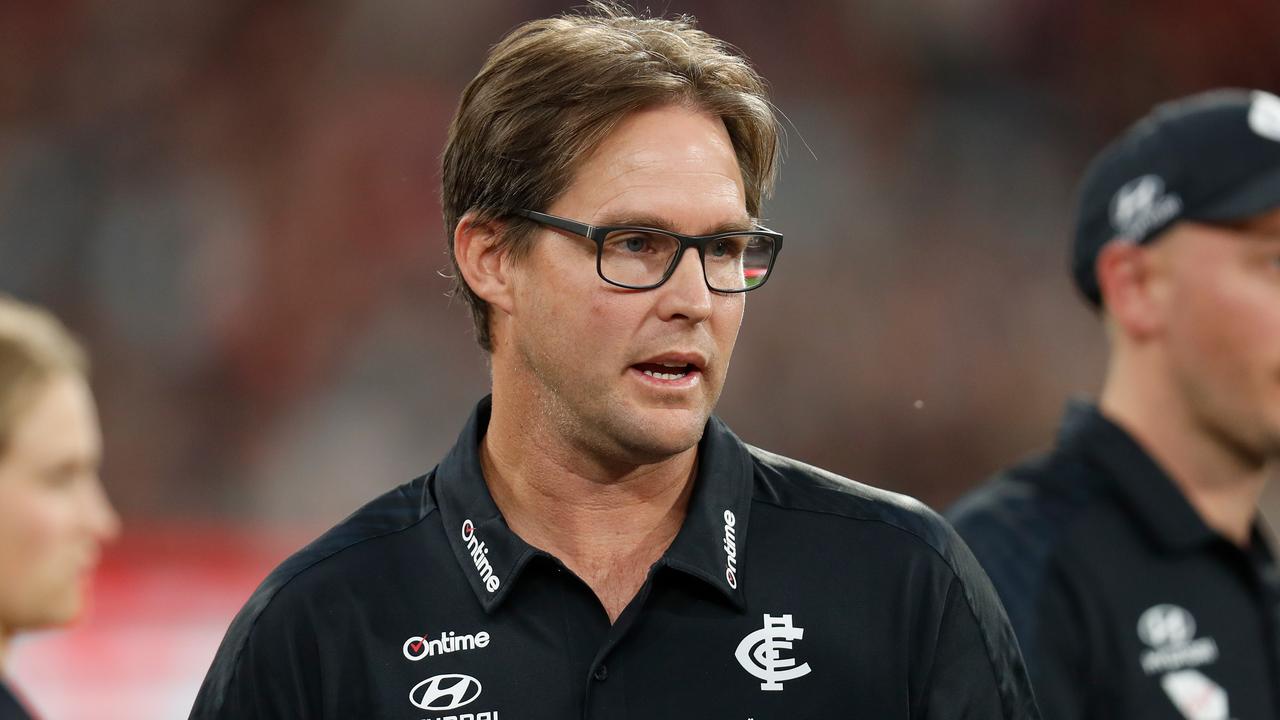 Carlton coach David Teague says cuts to football departments have had a negative effect. Picture: Michael Willson/AFL Photos via Getty Images