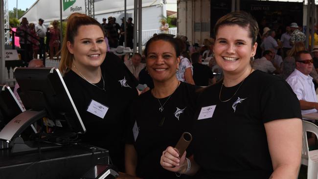 Jade Squirrel, Hine Smith, Lori Belmonte at the 2022 Darwin Cup. Picture: (A)manda Parkinson