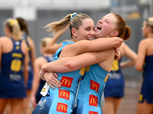 Titans players Kourtnee Baird and Emily Gilbert 2023 Sapphire Series. Image: Scott &amp; Chloe Davis.