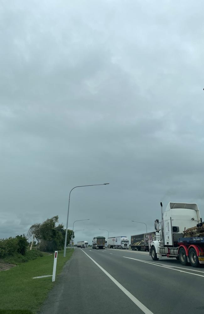 Trucks and semi-trailers are back on the move after lanes reopened on the Bruce Highway, near Bowen at around 12.15pm.