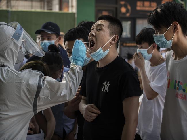 A man is tested in Beijing. Picture: Getty