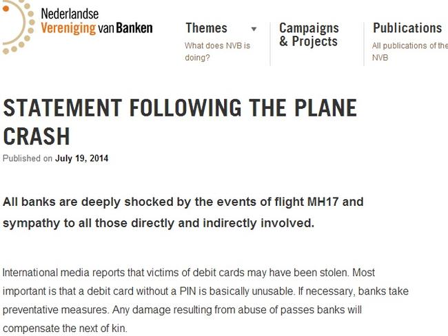 The statement released by the Dutch Banking Association.