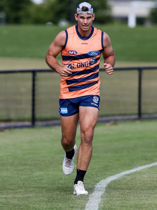 Tom Hawkins at Cats training. Picture: Tim Carrafa