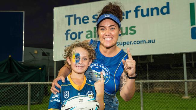 Natasha Nichols and Vincent Nichols at the 2023 NRL match at TIO Stadium. Picture: Pema Tamang Pakhrin