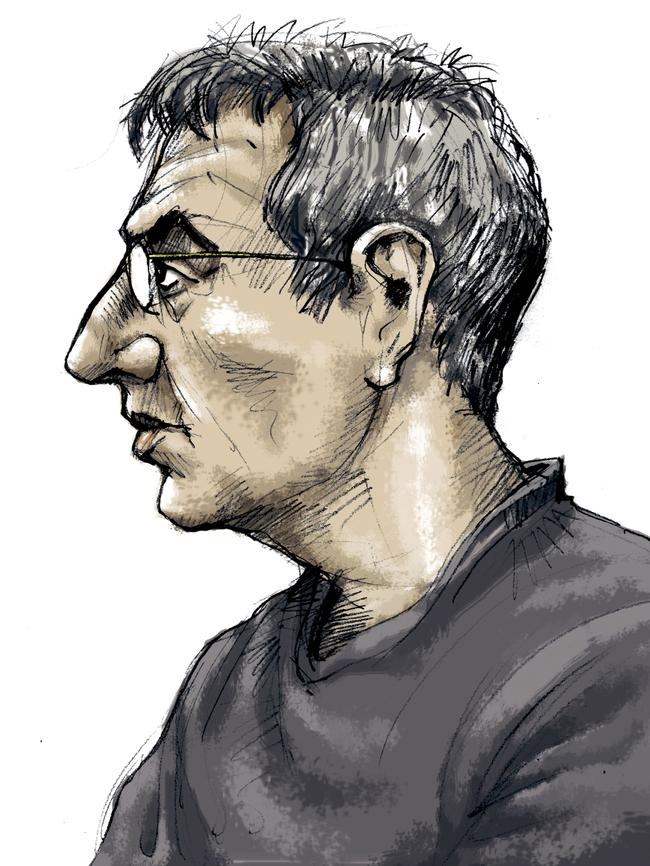 A court sketch of the Hot Chocolate Rapist.