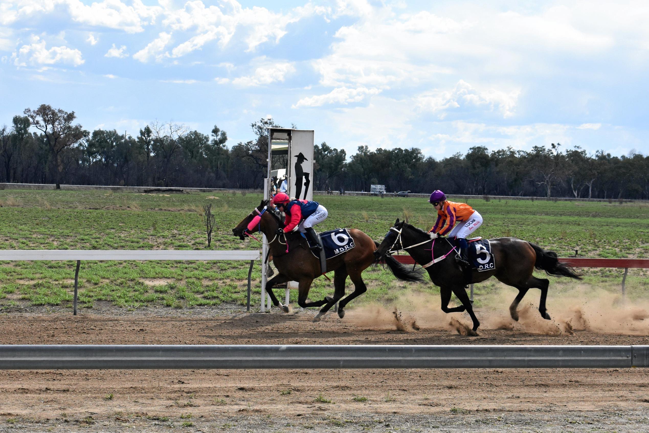 Madeline Wishart on Chocolate Oreo, followed by Zoe White on Lucky Dealen. Picture: Jorja McDonnell