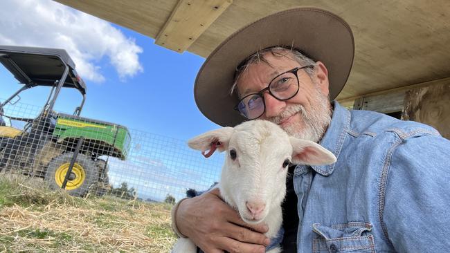 Former media spinner Alex Cramb and lamb “Little Bob”.