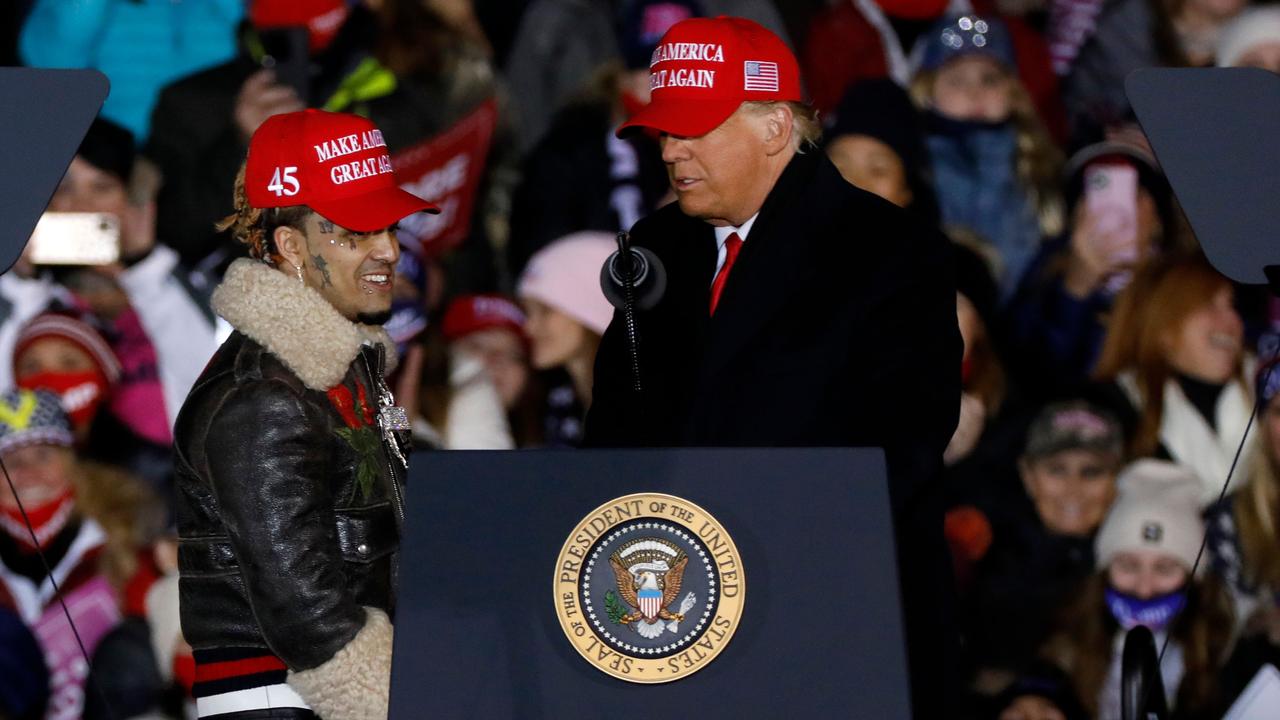 Lil Pump ‘n’ Trump. Picture: Jeff Kowalsky/AFP