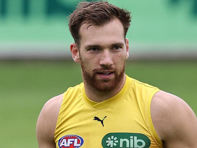 MELBOURNE . 28/02/2023.  AFL .  Richmond training at Punt Road Oval. Richmonds Noah Balta  during todays training session . Pic: Michael Klein