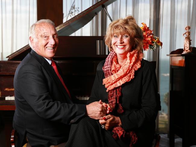 The late Frank Costa with his wife Shirley at their waterfront apartment. Picture: Peter Ristevski