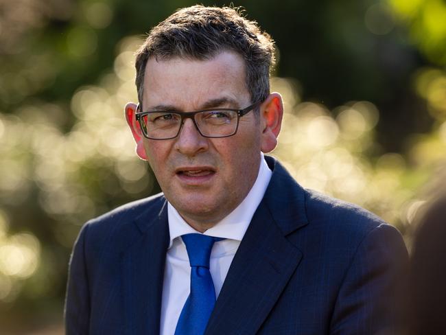 Daniel Andrews at a press conference in the gardens of state parliament. The newly elected First People's Assembly is in parliament First PeoplesÃ Assembly of Victoria co-chair Ngarra Murray and First PeoplesÃ Assembly of Victoria co-chair Rueben Berg (wearing treaty t-shirt) and Treaty Minister Gabrielle Williams. gardens.  Picture: Jason Edwards