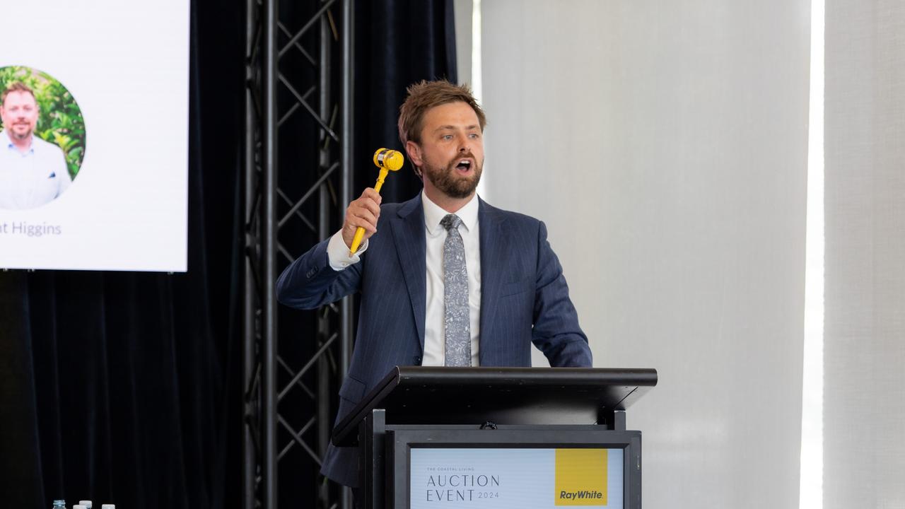 Ray White Mooloolaba and Kawana Waters director and auctioneer James Goldsworthy at the auction event. Photo: Ray White