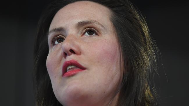 Australian Minister for Jobs and Industrial Relations and Minister for Women Kelly O'Dwyer addresses the National Press Club in Canberra, Tuesday, November 20, 2018. (AAP Image/Lukas Coch) NO ARCHIVING