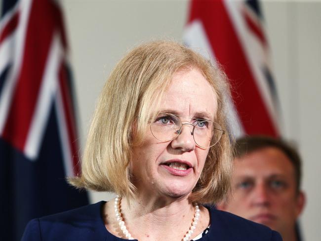Dr Jeanette Young Chief Health Officer of Queensland: “The child’s parent or carer should be asked to immediately attend the school and take the child away.’’ Picture: AAP Image/Claudia Baxter