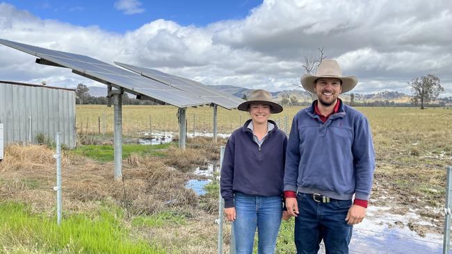 Daniel Mathie and his sister Ellen Mathie are pictured at the Holbrook property which has installed solar panels. Picture: Nikki Reynolds