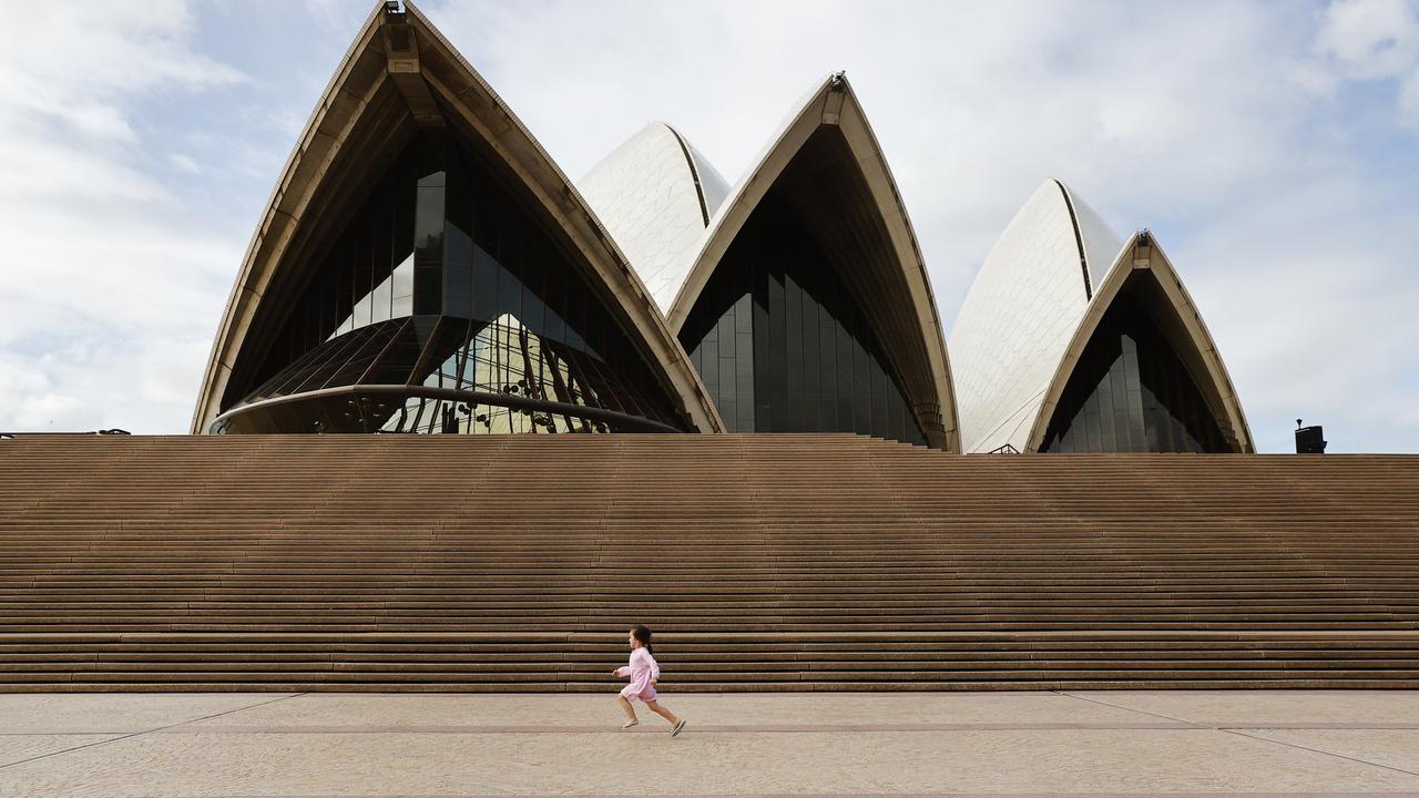 The normally bustling Sydney Opera House forecourt. Picture: Richard Dobson