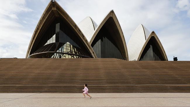 The normally bustling Sydney Opera House forecourt. Picture: Richard Dobson