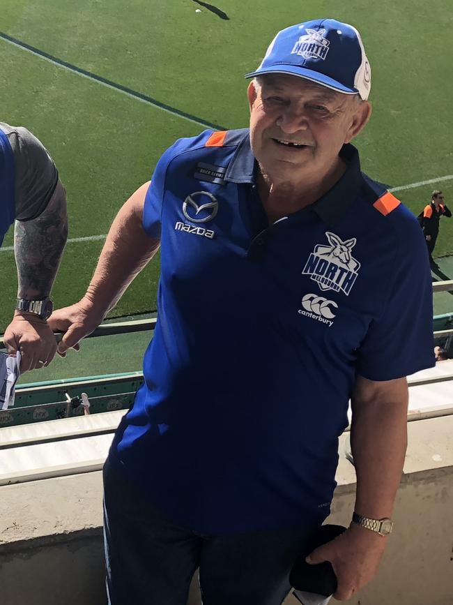 Bill Copping at a North Melbourne game.