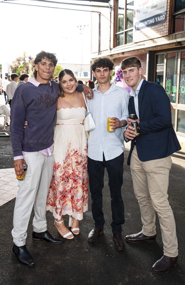 At Weetwood raceday are (from left) Jaydahn Hearn, Lucia Sperling, Ryan De Bortoli and Jim Mann at Clifford Park, Saturday, September 28, 2024. Picture: Kevin Farmer