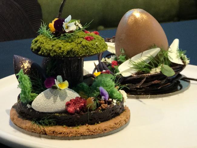 The Chocolate Tree and Golden Hen's Egg at Koi Dessert Bar. Picture: Jenifer Jagielski