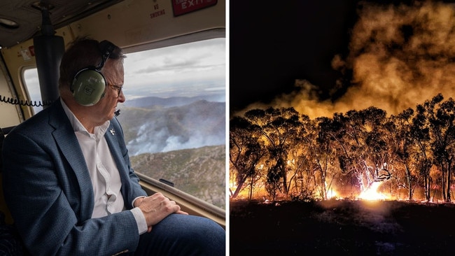 Prime Minister Anthony Albanese tours the Grampians fire area and part of the Grampians blaze as seen by CFA crews in the Pomonal area.