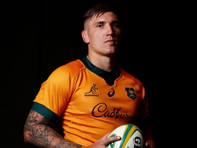 GOLD COAST, AUSTRALIA - SEPTEMBER 17: Sean McMahon poses during the Australian Wallabies Captain's Run at RACV Royal Pines Resort on September 17, 2021 in Gold Coast, Australia. (Photo by Chris Hyde/Getty Images)