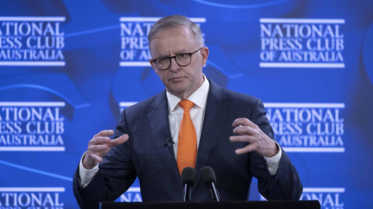 Prime Minister Anthony Albanese’s speech at the National Press Club. Picture: NCA NewsWire / Gary Ramage