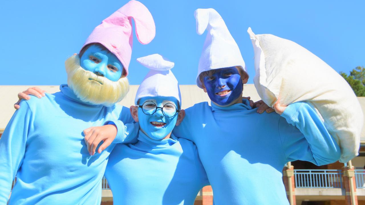 Dressed up for Book Week 2023 at Toowoomba Grammar School are (from left) Jackson Cooke, Wil Maker, Hugo Seaby. Picture: Rhylea Millar