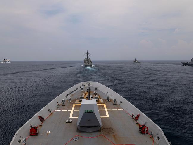 HMAS Hobart with other naval participants during Exercise Komodo 2025 in Indonesia. Picture: Royal Australian Navy