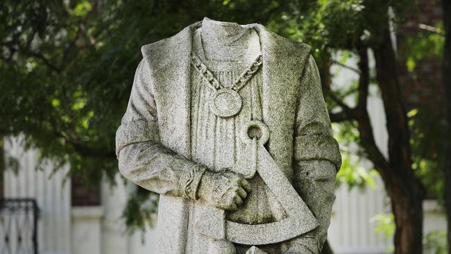 A headless statue of Christopher Columbus, just one of many American icons no longer deemed worthy of statues. Picture: Spencer Platt/Getty Images