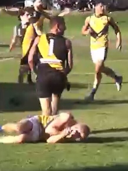 Still from footage of an incident which resulted in Broadview player Jesse White receiving a three-game suspension. Picture: Supplied.