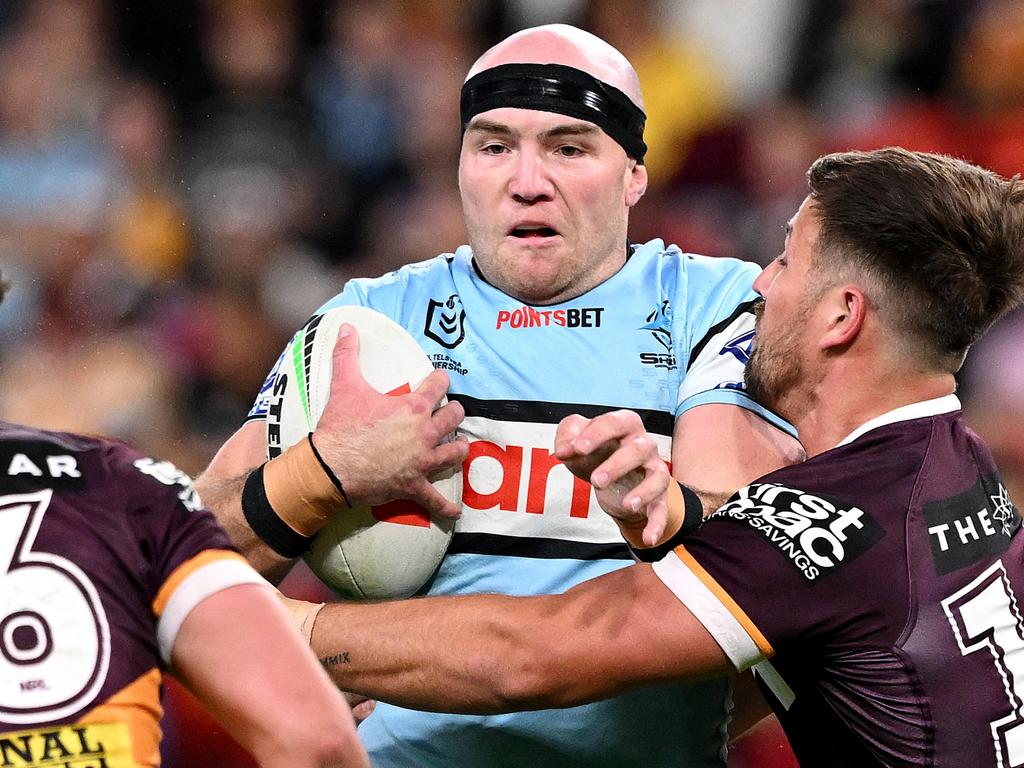 Sharks forward Tom Hazelton has met with the Dolphins, as they prepare a contingency plan for Tom Flegler. Picture: Getty Images