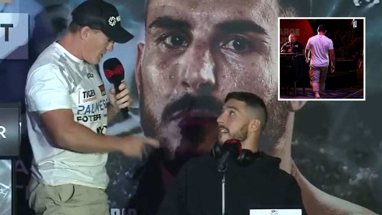 Paul Gallen walks out of his press conference.