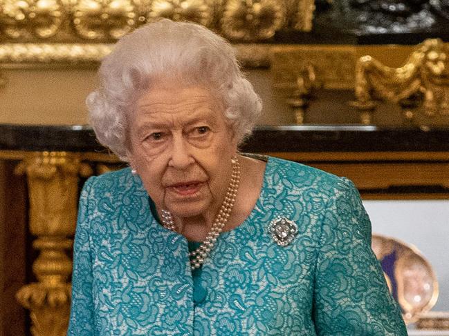 A frail looking Queen attended an event in London on Tuesday night, a day before being hospitalised. Picture: AFP