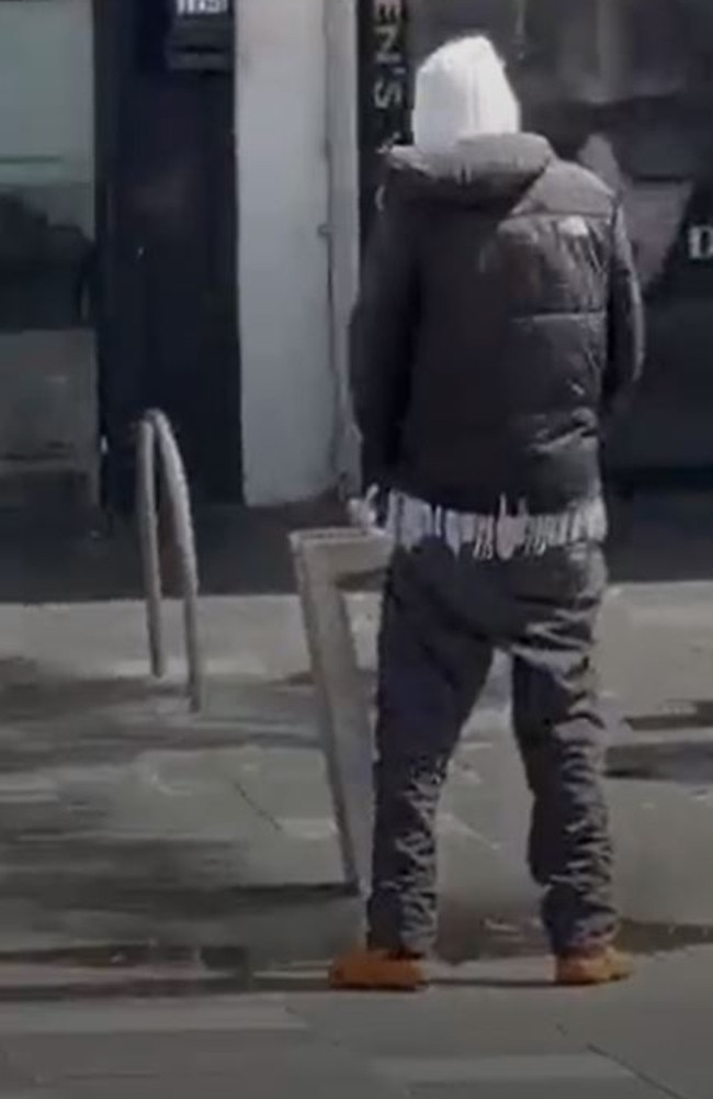 A man captured urinating in the fountain at Nicholson St Mall. Picture: supplied.