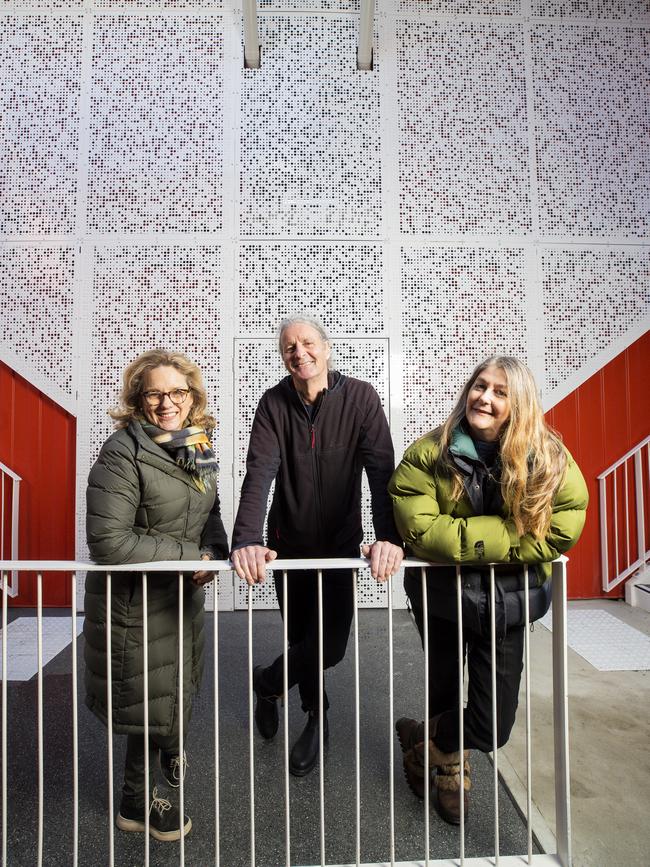 Ambassadors Jane Longhurst and Dave Noonan with Bethlehem House CEO Stephanie Kirkman- Meikle at the launch of Belthlehem House's Living Pods. Picture: RICHARD JUPE