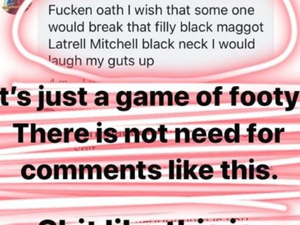 Latrell Mitchell addresses racial abuse on his Instagram feed