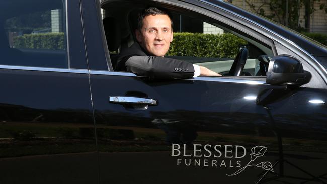 Funeral director conductor Tony Sprem at Kemps Creek. Picture: AAP/Matthew Sullivan