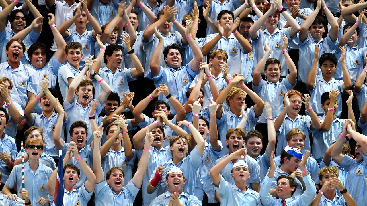 The Southport School support their team. Action from the GPS swimming championships. Thursday March 10, 2022. Picture, John Gass