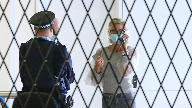 Comedian Katie Hopkins is seen being deported at Sydney airport today. Picture: Matrix